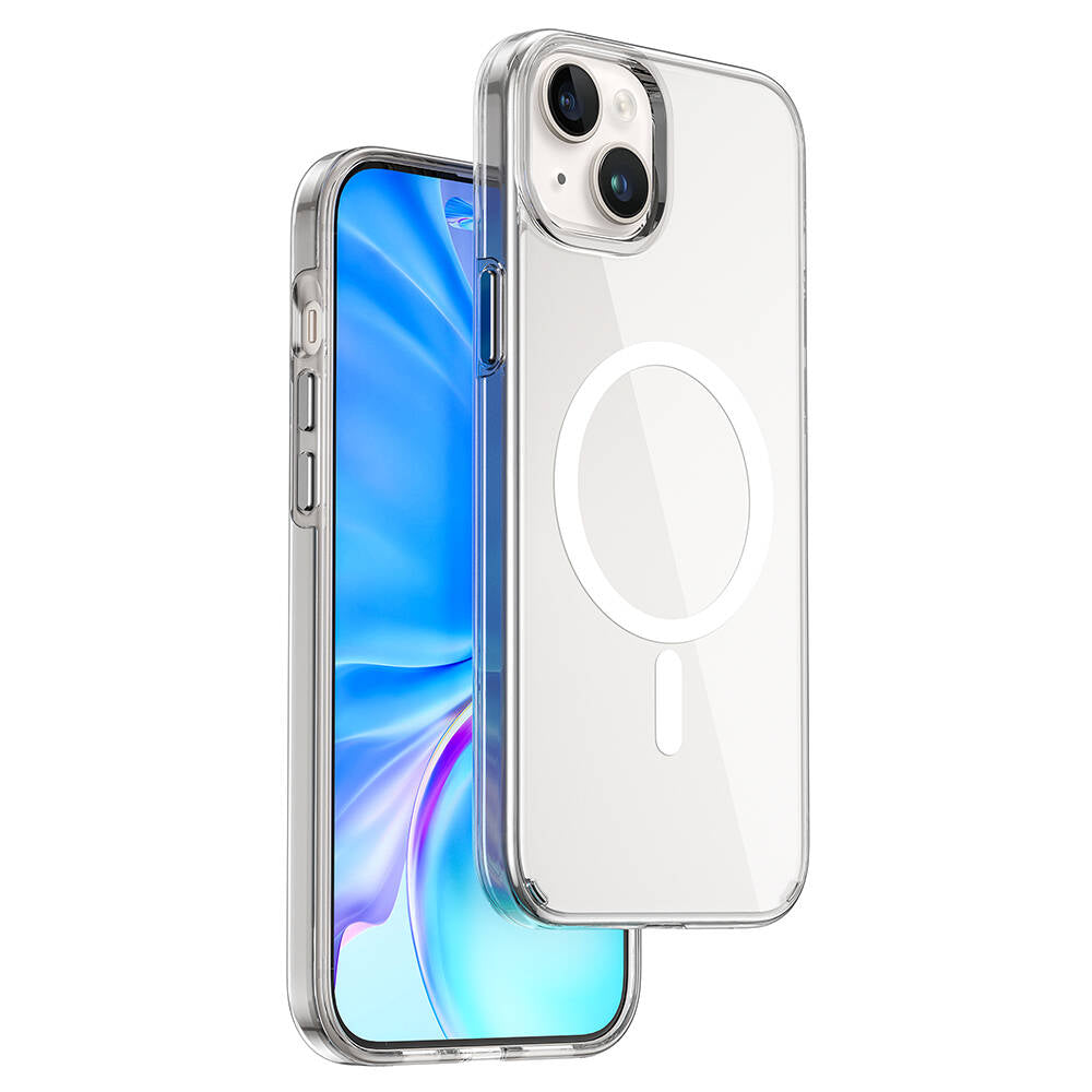 iPhone 15 Plus Kılıf Wiwu BC-022 M-safe Şarj Özellikli Şeffaf Transparan Kılıf