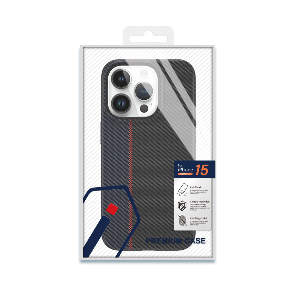 iPhone 15 Plus Kılıf Wiwu LCC-107 Karbon Fiber M-safe Şarj Özellikli Kamera Korumalı Kabon Kılıf