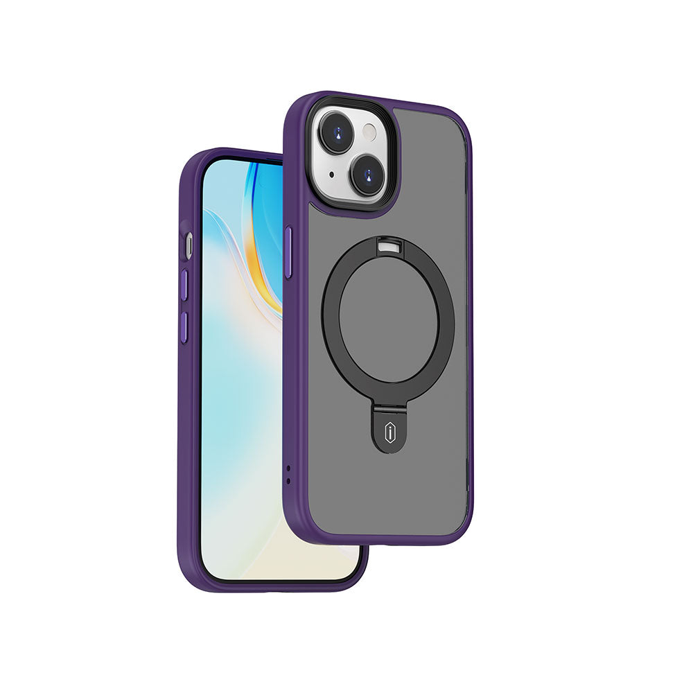 iPhone 15 Plus Kılıf Wiwu ZMM-010 M-safe Şarj Özellikli Mat Arka Yüzey Standlı Kılıf