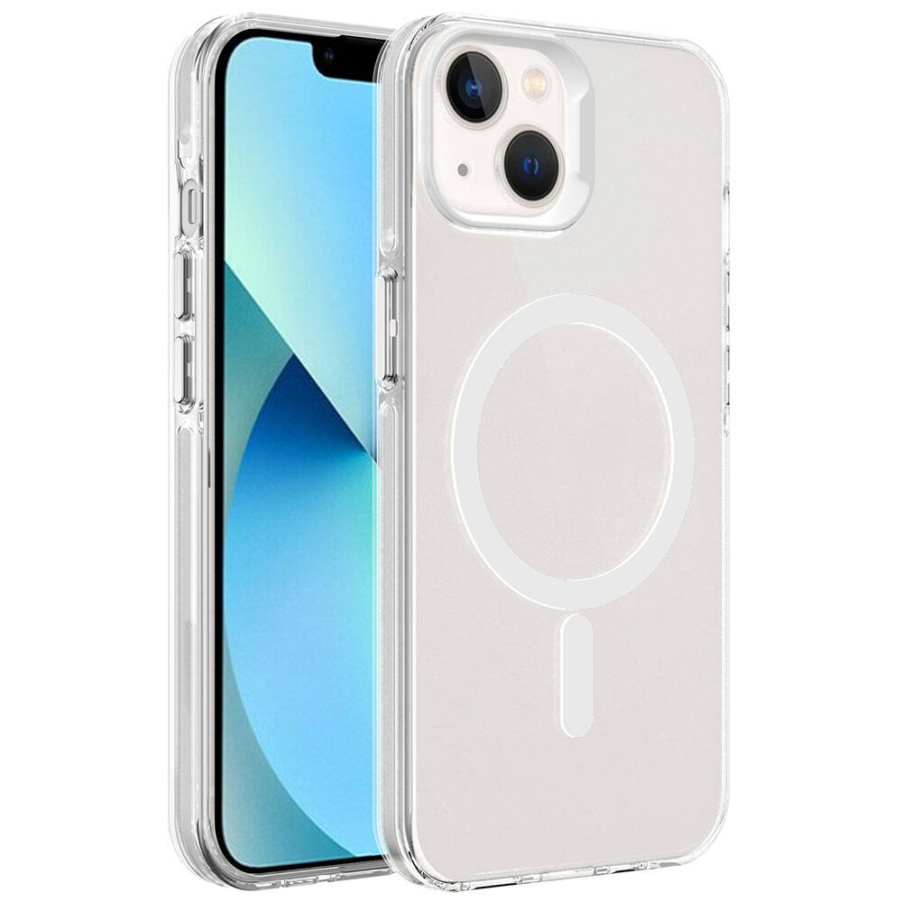 iPhone 15 Plus Kılıf Zore M-safe Şarj Özellikli Buzlu Transparan C-Pro Sert Kılıf