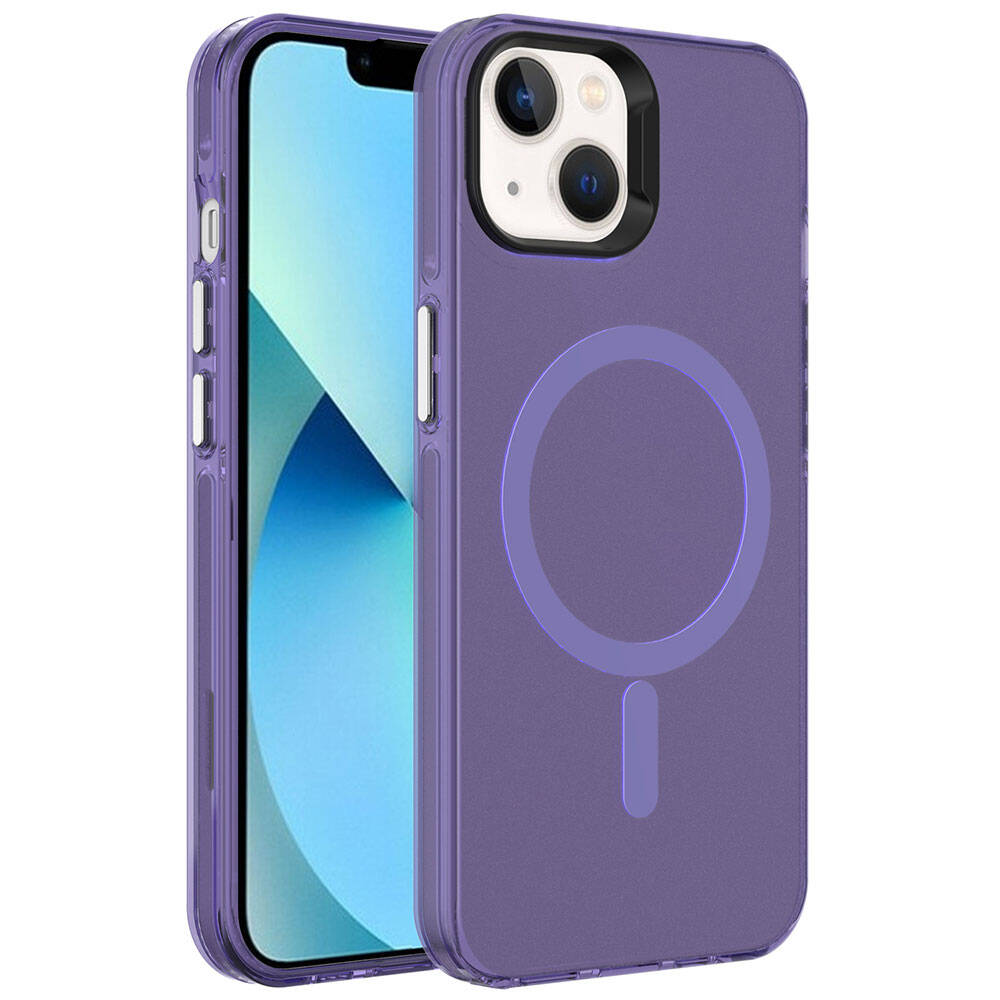 iPhone 15 Plus Kılıf Zore M-safe Şarj Özellikli Buzlu Transparan C-Pro Sert Kılıf