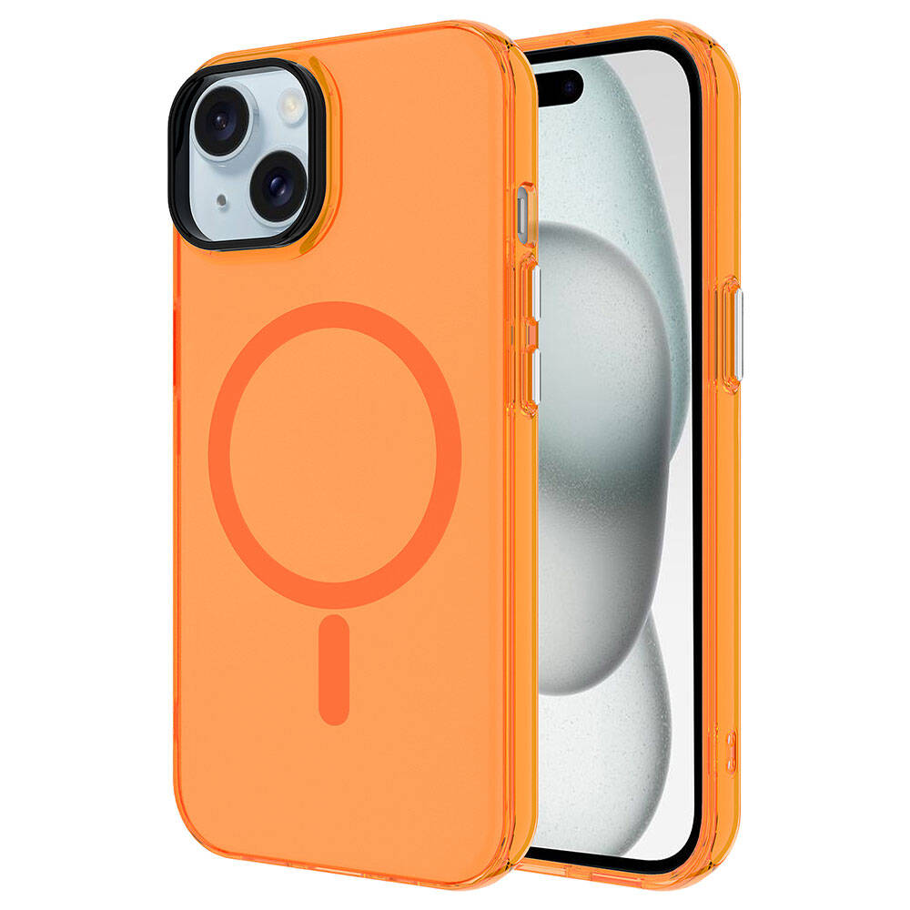 iPhone 15 Plus Kılıf Zore M-safe Şarj Özellikli Buzlu Transparan C-Pro Sert Kılıf