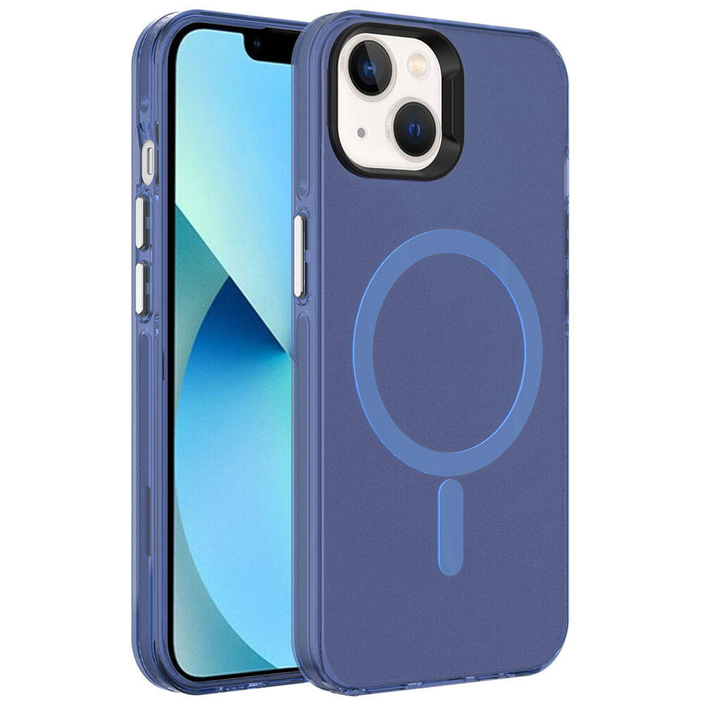 iPhone 15 Plus Kılıf Zore M-safe Şarj Özellikli Buzlu Transparan C-Pro Sert Kılıf