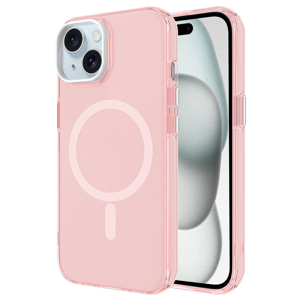 iPhone 15 Plus Kılıf Zore M-safe Şarj Özellikli Buzlu Transparan C-Pro Sert Kılıf