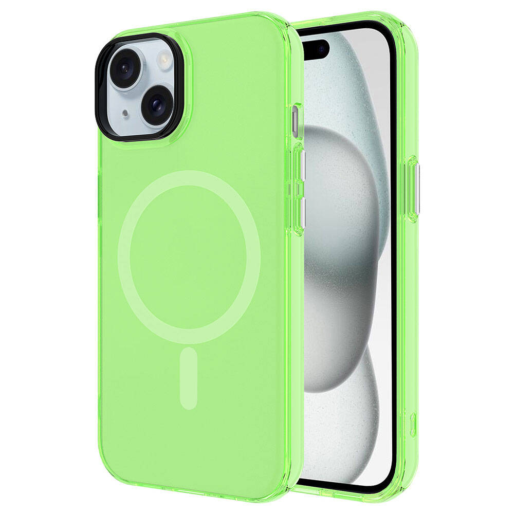iPhone 15 Plus Kılıf Zore M-safe Şarj Özellikli Buzlu Transparan C-Pro Sert Kılıf