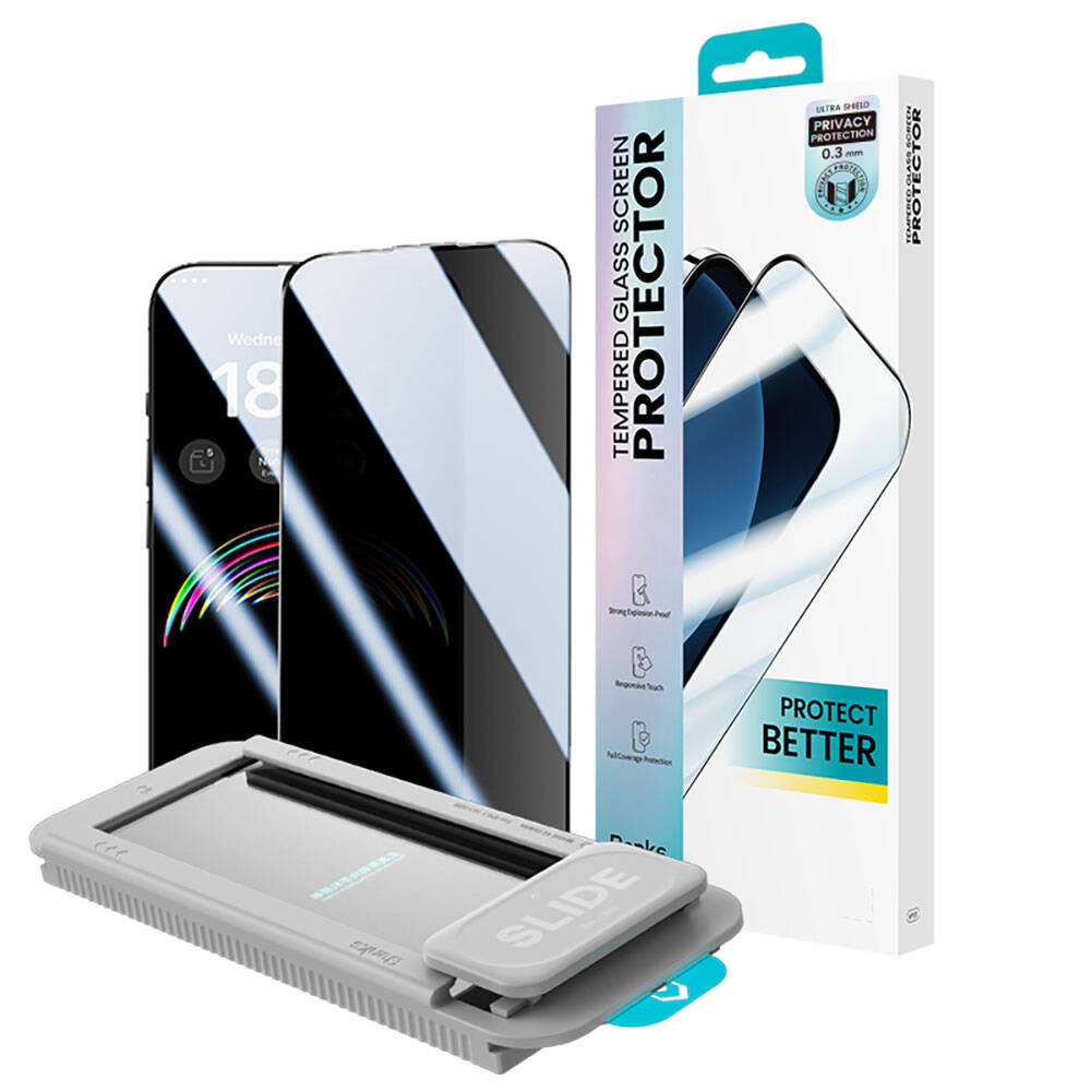 iPhone 15 Pro Benks V Pro Ultra Shield Privacy 0.3mm Ekran Koruyucu + Kolay Uygulama Aparatlı