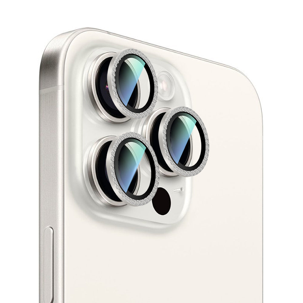 iPhone 15 Pro CaseWorld Alloy Sparkling Diamond Serisi Taşlı Lens Koruyucu