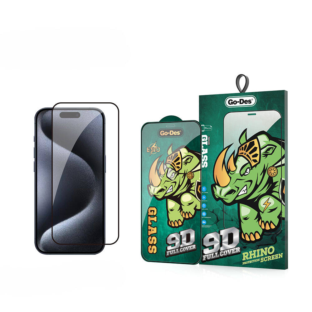 iPhone 15 Pro Go Des 9D Full Cover Temperli Cam Ekran Koruyucu