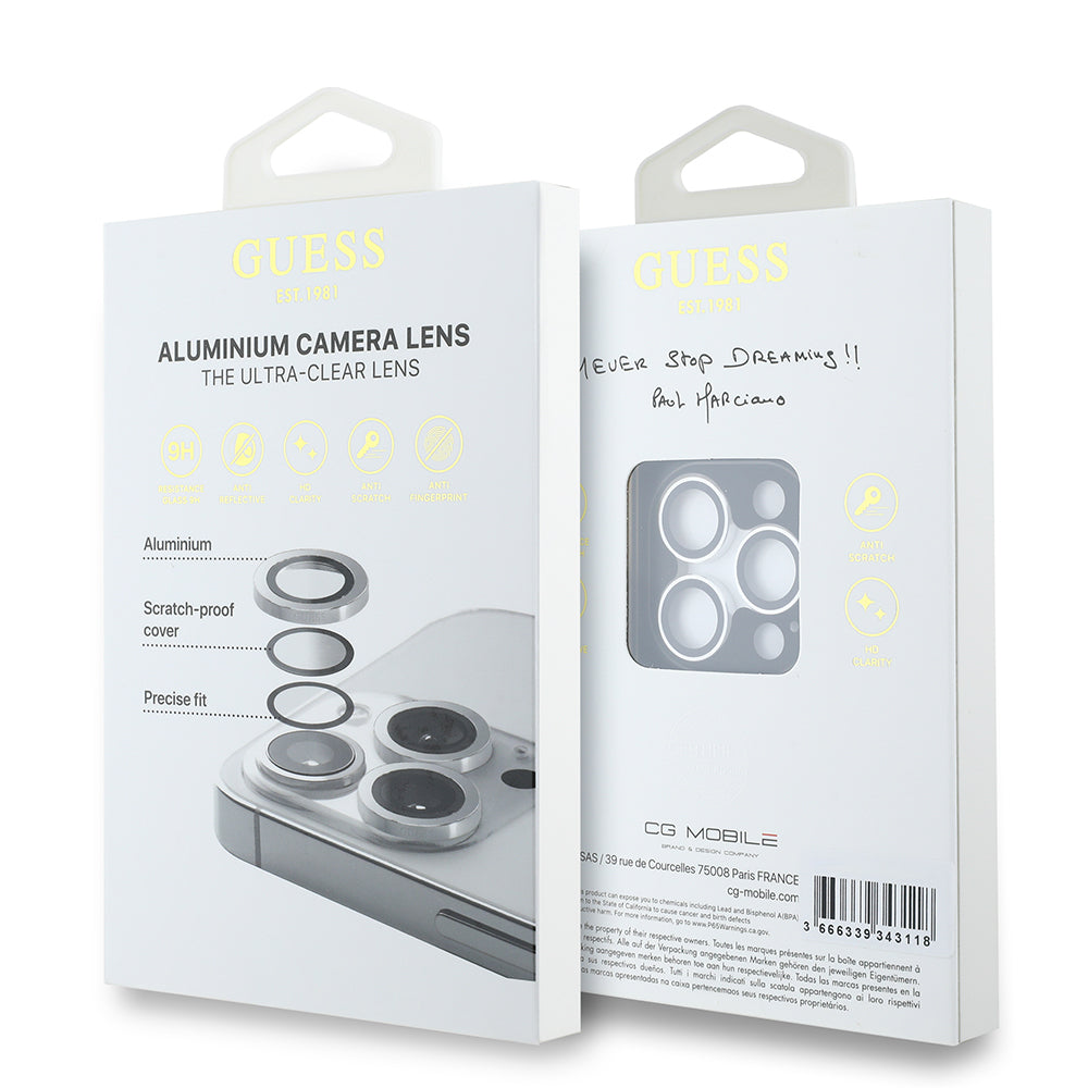 iPhone 15 Pro Guess Orijinal Lisanslı Metal Kamera Lens Koruyucu