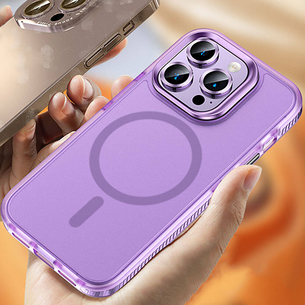 iPhone 15 Pro Kılıf Airbagli M-safe Wireless Şarj Özellikli Lens Koruyuculu Zore Klaptika Kılıf