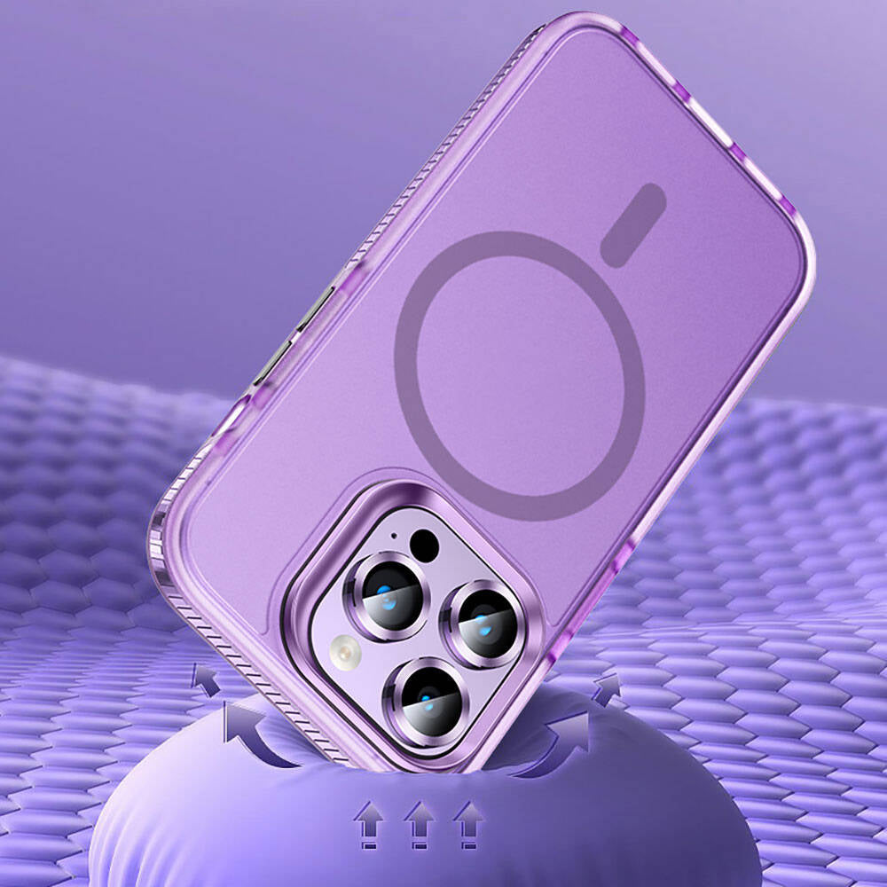 iPhone 15 Pro Kılıf Airbagli M-safe Wireless Şarj Özellikli Lens Koruyuculu Zore Klaptika Kılıf