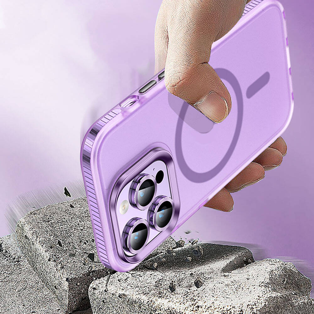 iPhone 15 Pro Kılıf Airbagli M-safe Wireless Şarj Özellikli Lens Koruyuculu Zore Klaptika Kılıf