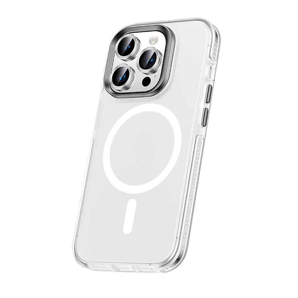 iPhone 15 Pro Kılıf Airbagli M-safe Wireless Şarj Özellikli Lens Koruyuculu Zore Klaptika Kılıf