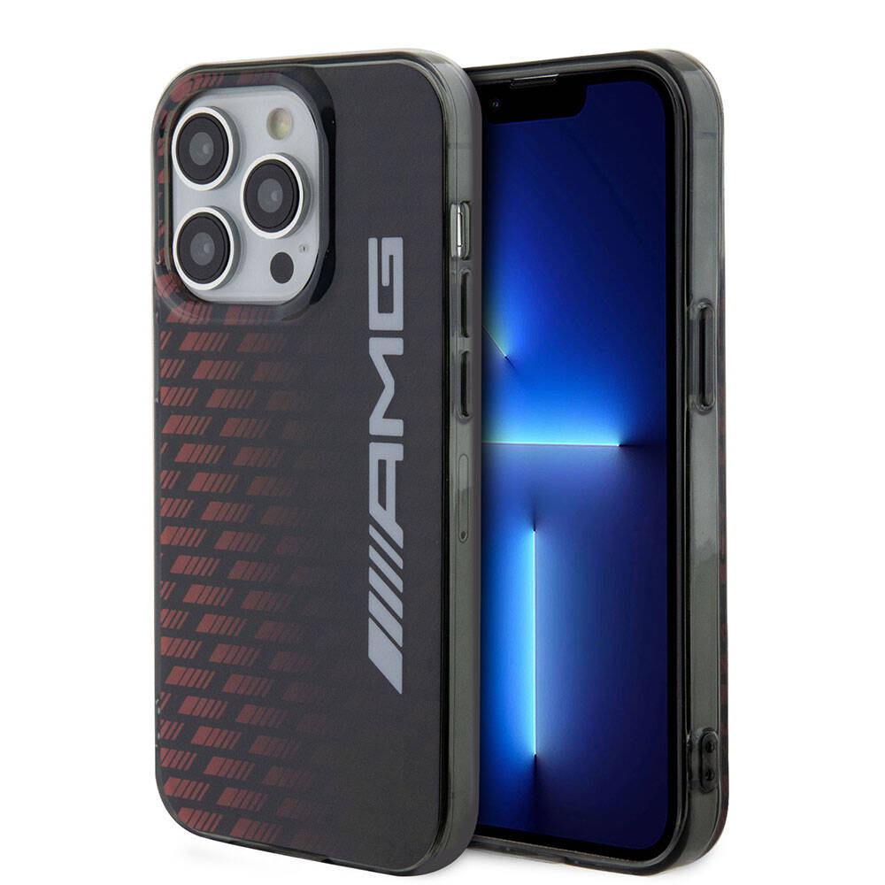 iPhone 15 Pro Kılıf AMG Orijinal Lisanslı Çift Katmanlı Büyük Logolu Dörtgen Şerit Desenli Kılıf