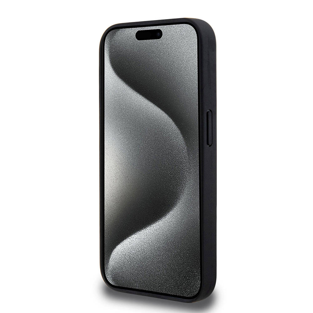 iPhone 15 Pro Kılıf AMG Orijinal Lisanslı M-safe Şarj Özellikli Delikli Deri Kıvrımlı Çizgili Kılıf