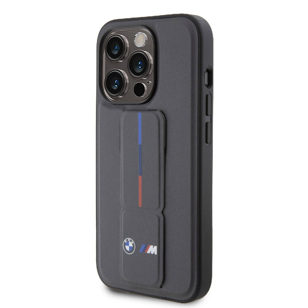iPhone 15 Pro Kılıf BMW Orijinal Lisanslı M Şerit ve Logolu Standlı Kılıf