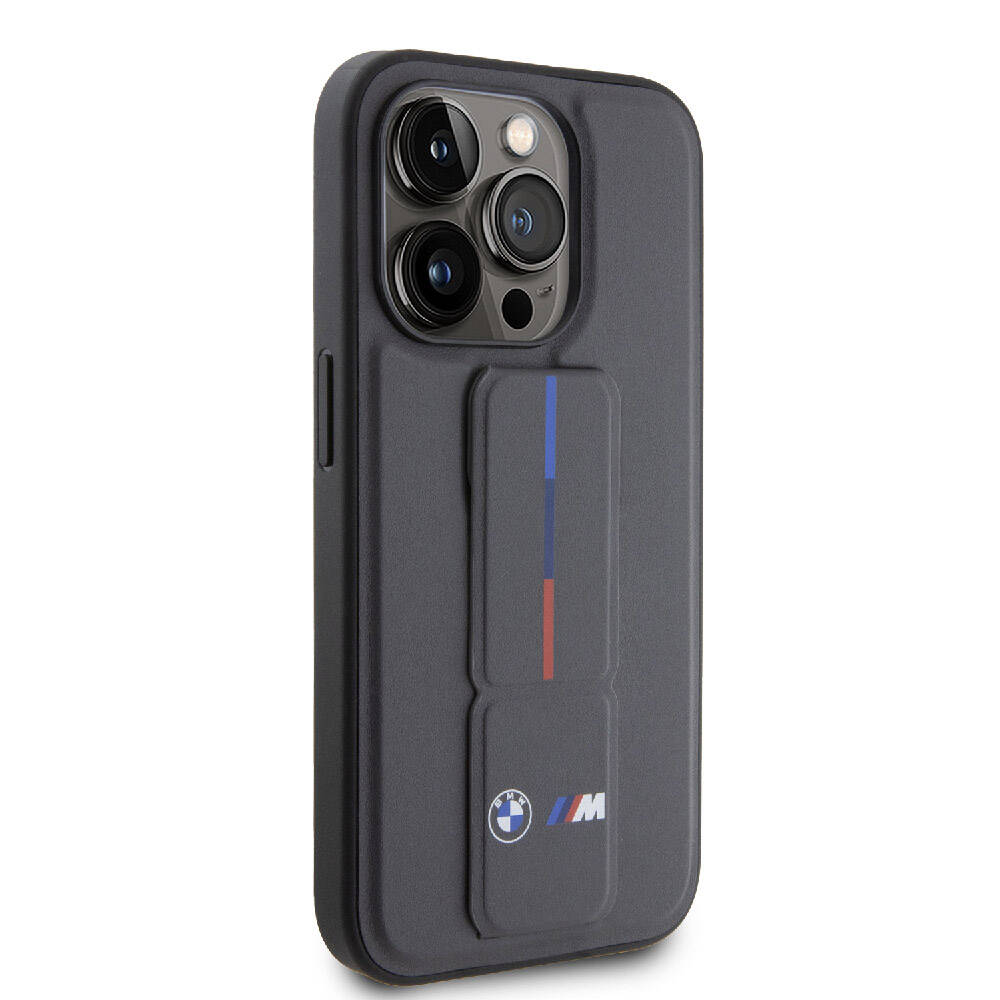 iPhone 15 Pro Kılıf BMW Orijinal Lisanslı M Şerit ve Logolu Standlı Kılıf