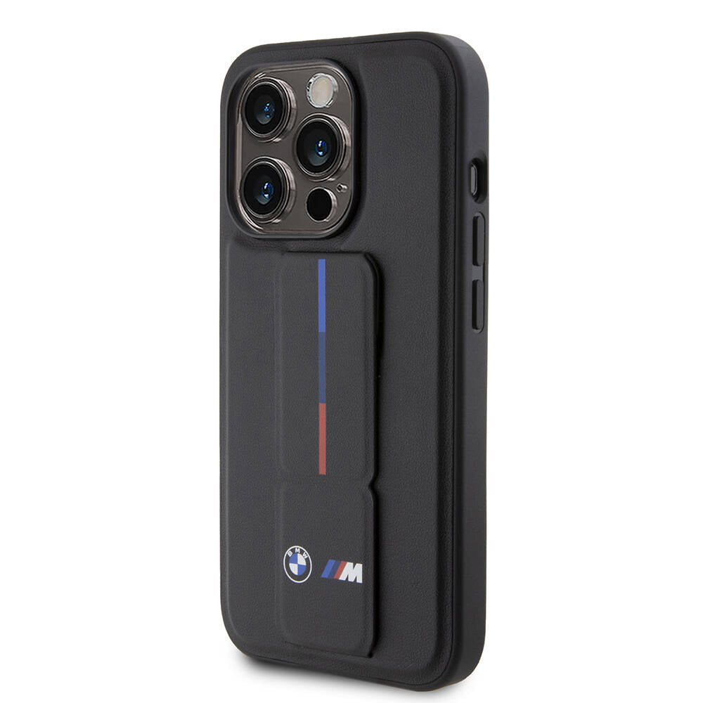 iPhone 15 Pro Kılıf BMW Orijinal Lisanslı M Şerit ve Logolu Standlı Kılıf