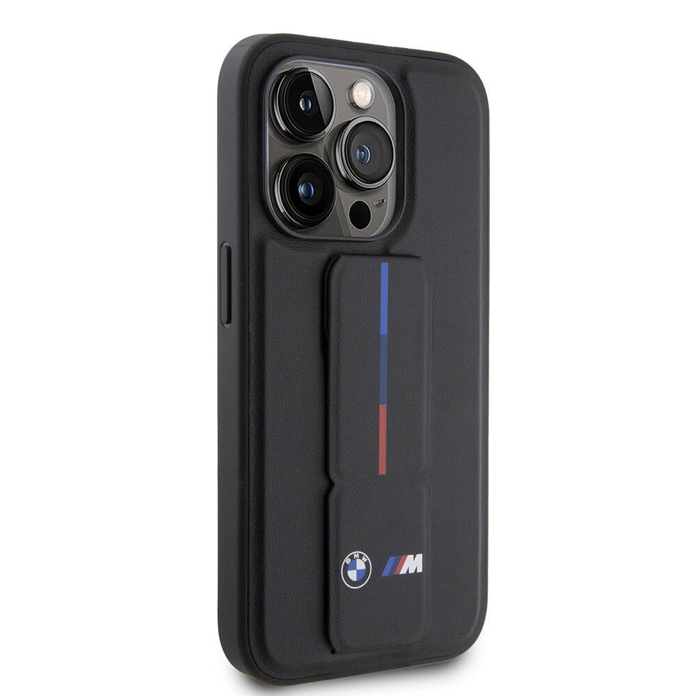 iPhone 15 Pro Kılıf BMW Orijinal Lisanslı M Şerit ve Logolu Standlı Kılıf