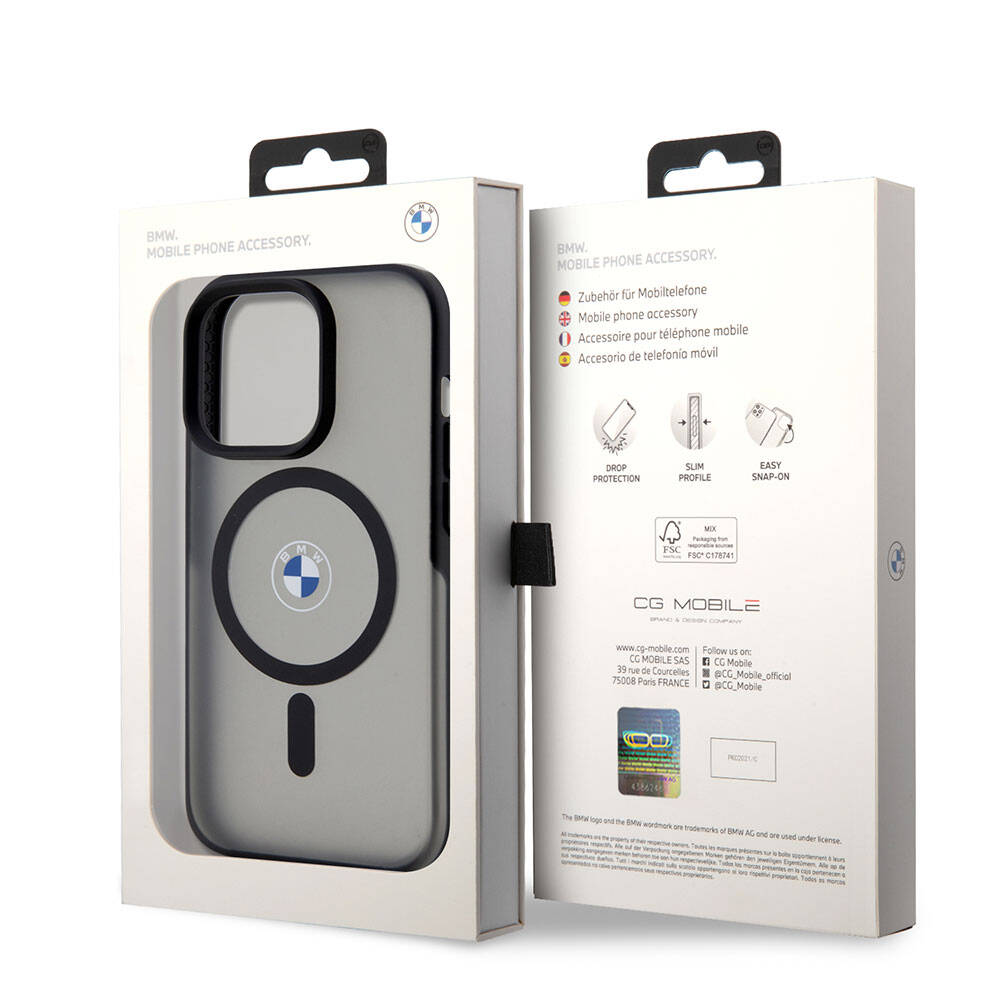 iPhone 15 Pro Kılıf BMW Orijinal Lisanslı M-safe Şarj Özellikli IML Baskı Logolu Buzlu Mat Kılıf