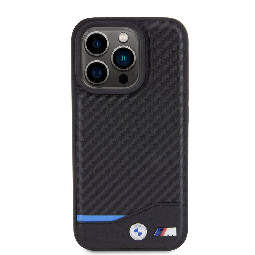 iPhone 15 Pro Kılıf BMW Orijinal Lisanslı M-safe Şarj Özellikli M Logolu PU Karbon Kılıf