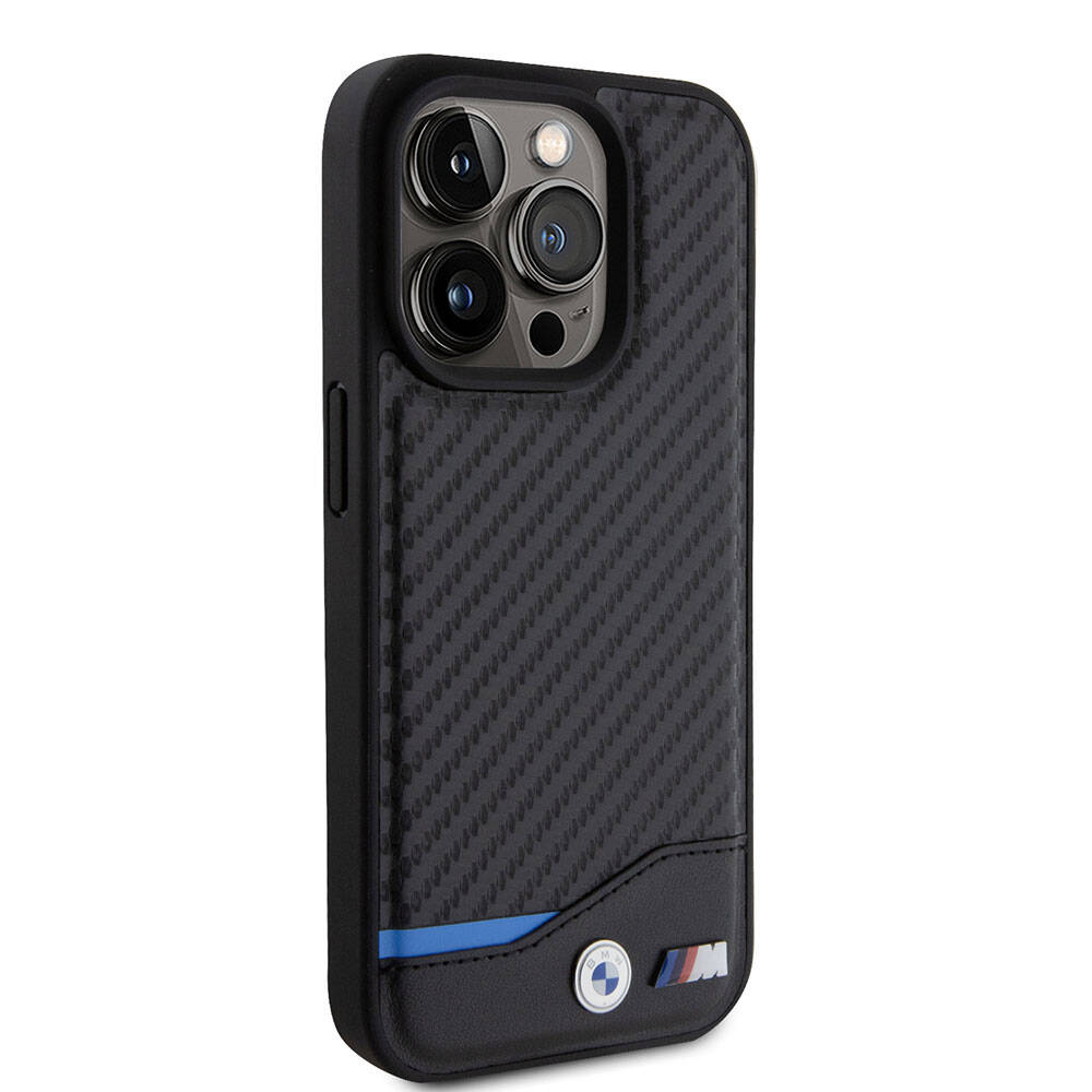 iPhone 15 Pro Kılıf BMW Orijinal Lisanslı M-safe Şarj Özellikli M Logolu PU Karbon Kılıf