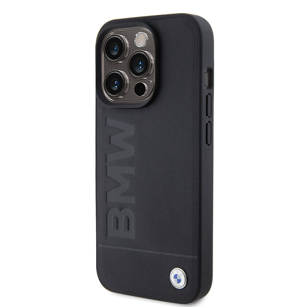 iPhone 15 Pro Kılıf BMW Orijinal Lisanslı M-safe Şarj Özellikli Sıcak Damga Logolu Deri Kılıf