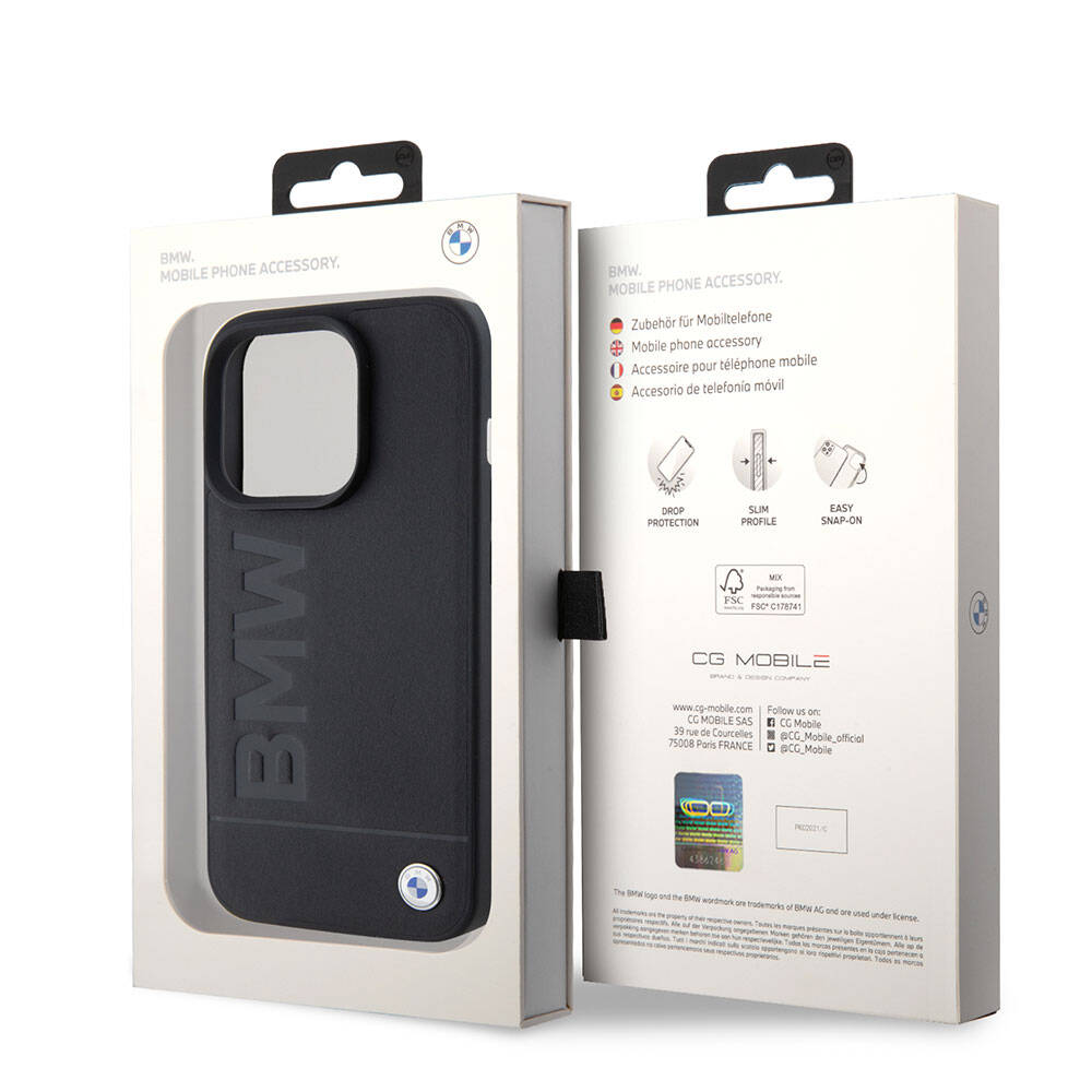 iPhone 15 Pro Kılıf BMW Orijinal Lisanslı M-safe Şarj Özellikli Sıcak Damga Logolu Deri Kılıf