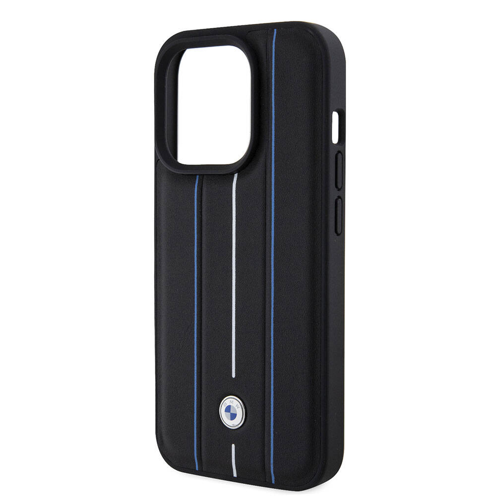 iPhone 15 Pro Kılıf BMW Deri Görünümlü Blue Lines Orijinal Lisanslı Kılıf