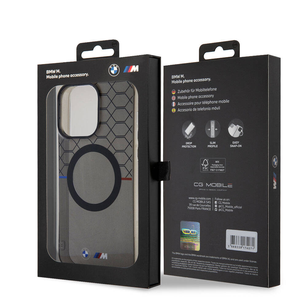 iPhone 15 Pro Kılıf BMW M-safe Şarj Özellikli Transparan M Dizayn Orijinal Lisanslı Kılıf