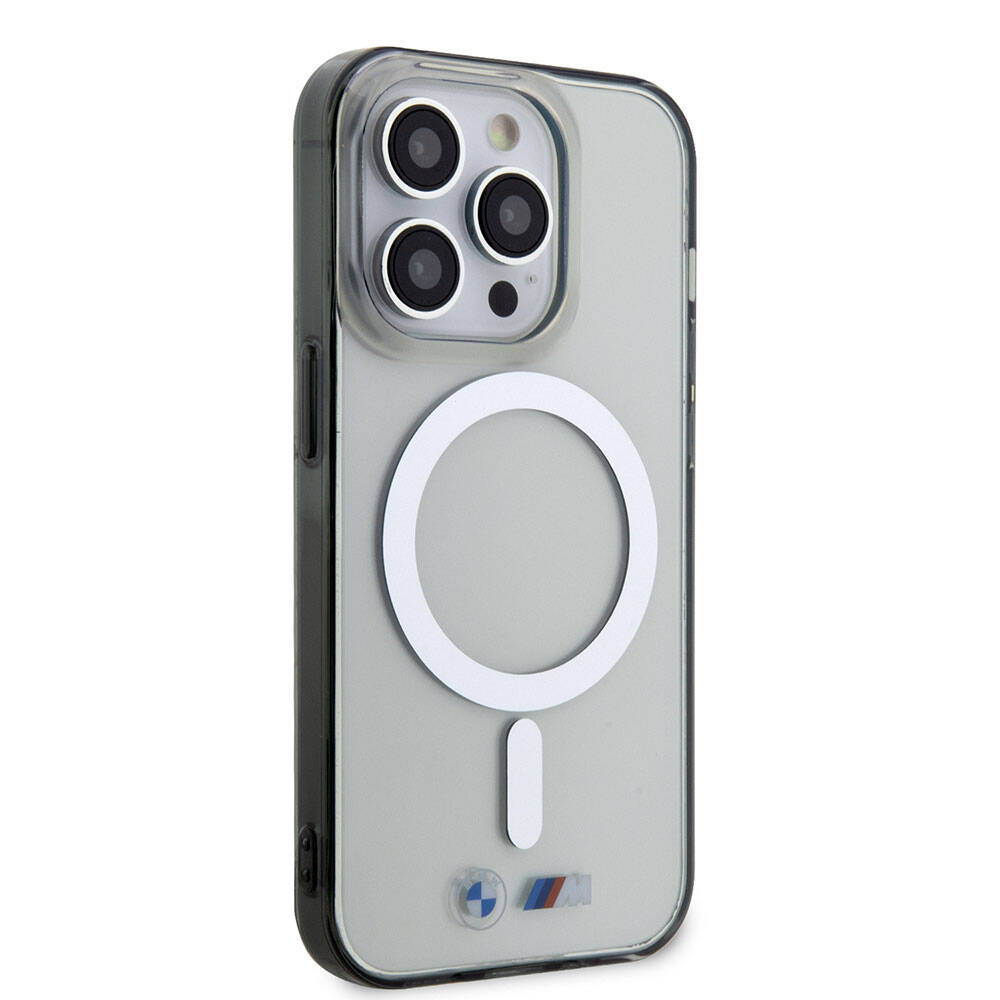 iPhone 15 Pro Kılıf BMW M-safe Şarj Özellikli Transparan Silver Ring Orijinal Lisanslı Kılıf