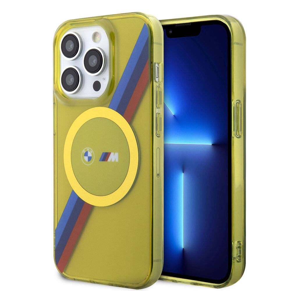 iPhone 15 Pro Kılıf BMW M-safe Şarj Özellikli Transparan Tricolor Stripes Orijinal Lisanslı Kılıf