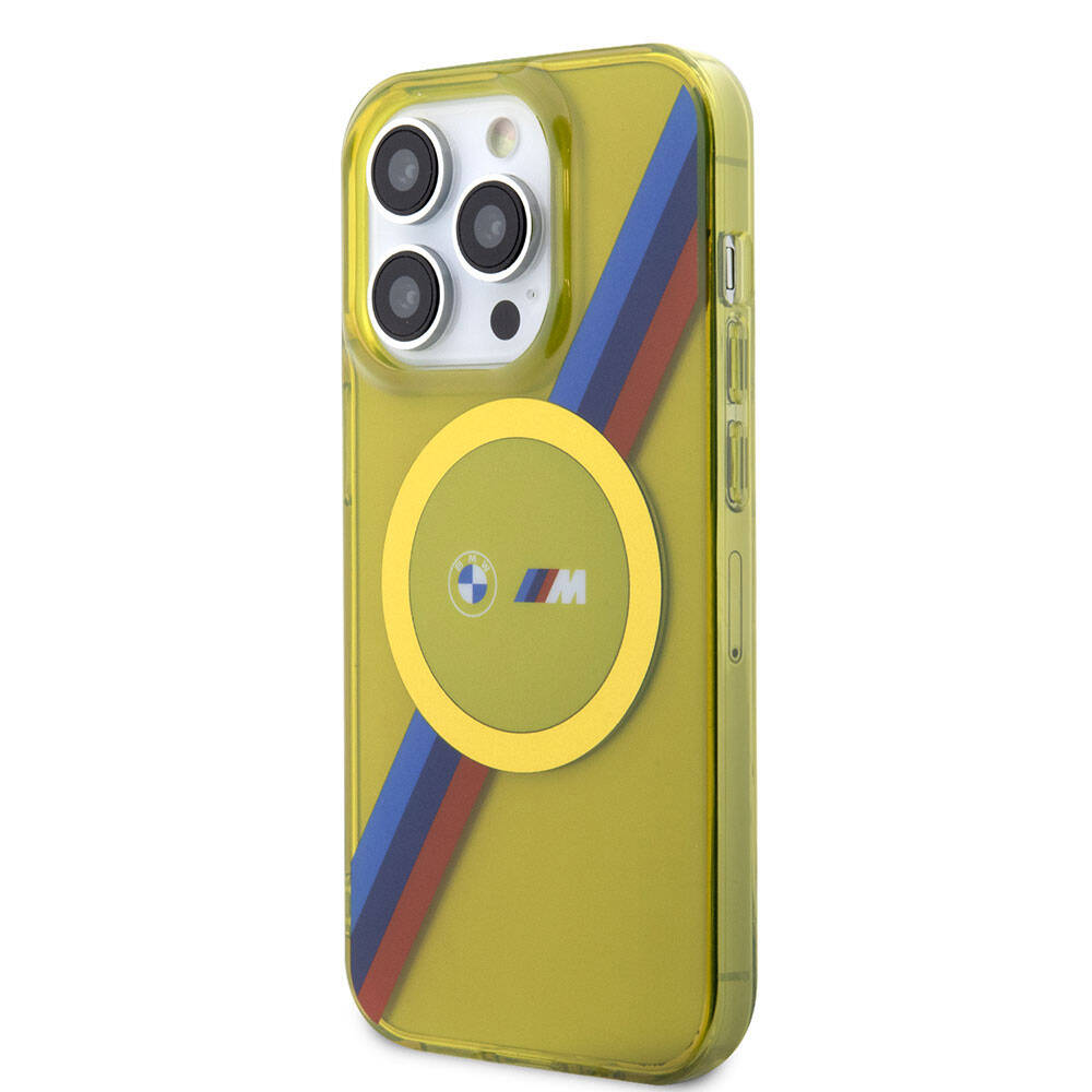 iPhone 15 Pro Kılıf BMW M-safe Şarj Özellikli Transparan Tricolor Stripes Orijinal Lisanslı Kılıf