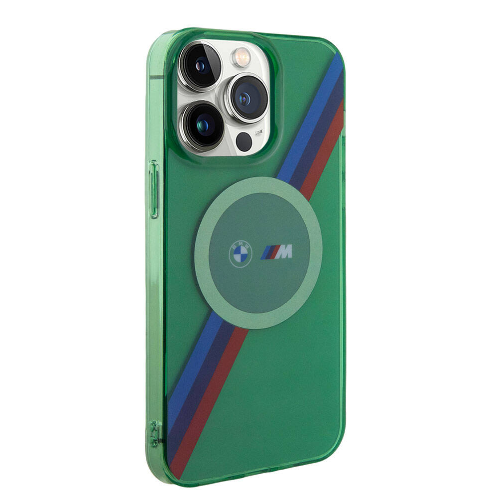 iPhone 15 Pro Kılıf BMW M-safe Şarj Özellikli Transparan Tricolor Stripes Orijinal Lisanslı Kılıf