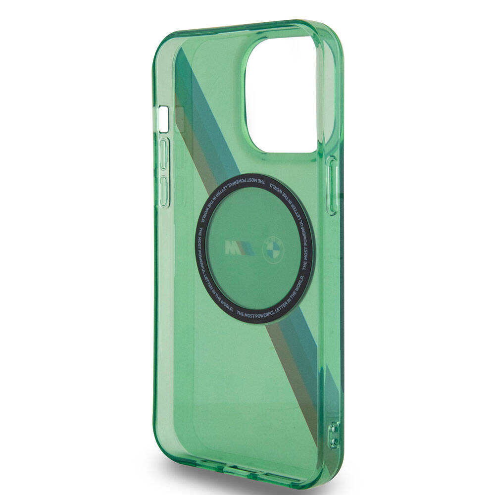 iPhone 15 Pro Kılıf BMW M-safe Şarj Özellikli Transparan Tricolor Stripes Orijinal Lisanslı Kılıf