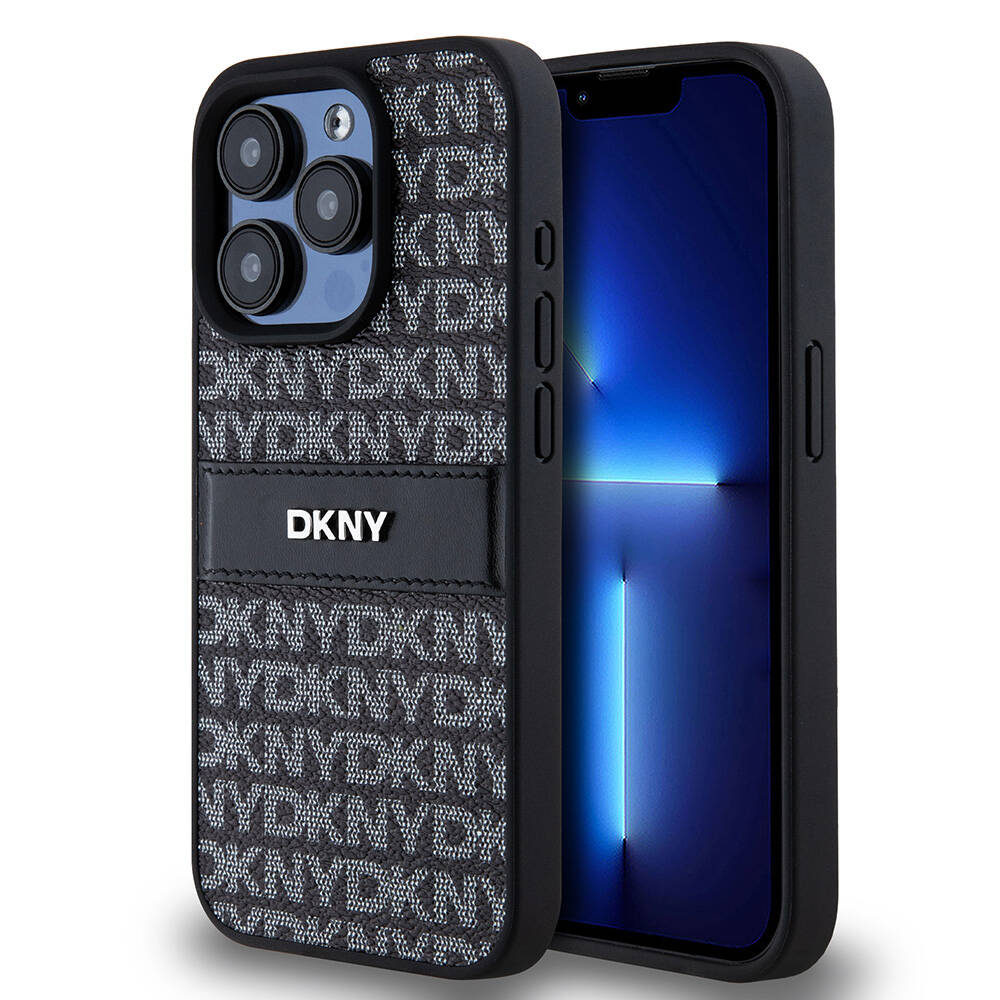 iPhone 15 Pro Kılıf DKNY Orijinal Lisanslı 3D Yazılı Repeat Texture Pattern Kılıf