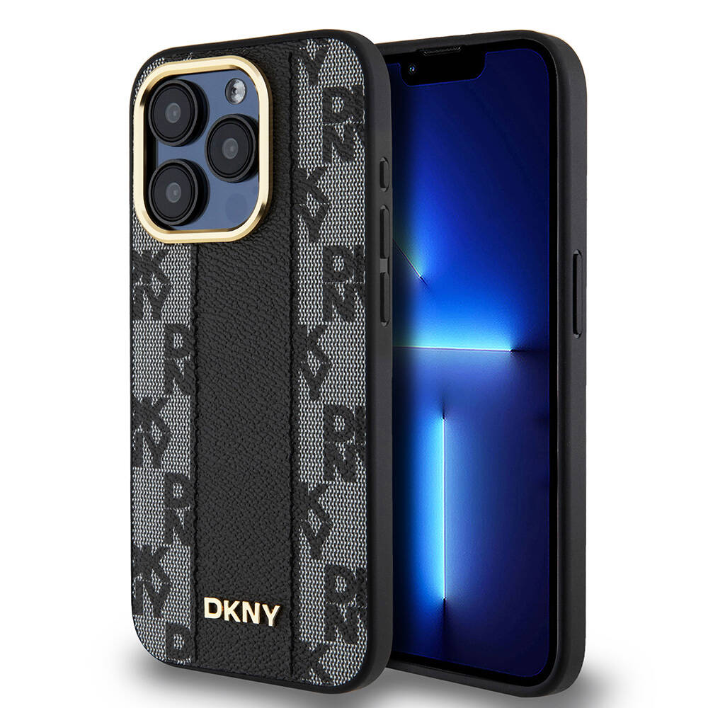 iPhone 15 Pro Kılıf DKNY Orijinal Lisanslı M-safe Şarj Özellikli 3D Yazılı Checkered Pattern Kılıf