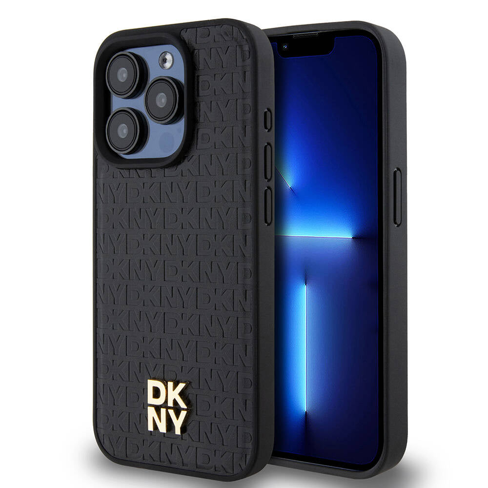 iPhone 15 Pro Kılıf DKNY Orijinal Lisanslı M-safe Şarj Özellikli 3D Yazılı Repeat Pattern Kılıf