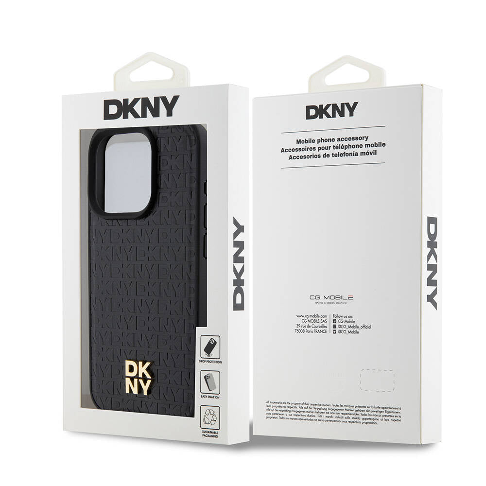 iPhone 15 Pro Kılıf DKNY Orijinal Lisanslı M-safe Şarj Özellikli 3D Yazılı Repeat Pattern Kılıf