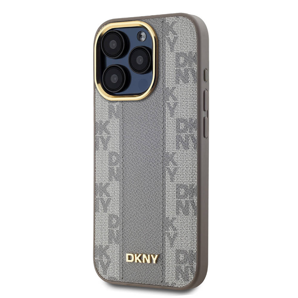 iPhone 15 Pro Kılıf DKNY orijinal Lisanslı M-safe Şarj Özellikli 3D Yazılı Checkered Pattern Kılıf