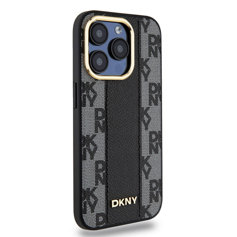 iPhone 15 Pro Kılıf DKNY orijinal Lisanslı M-safe Şarj Özellikli 3D Yazılı Checkered Pattern Kılıf