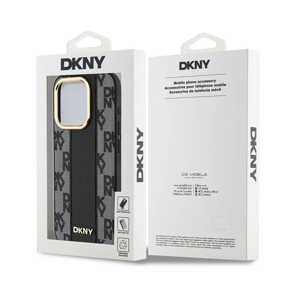 iPhone 15 Pro Kılıf DKNY orijinal Lisanslı M-safe Şarj Özellikli 3D Yazılı Checkered Pattern Kılıf