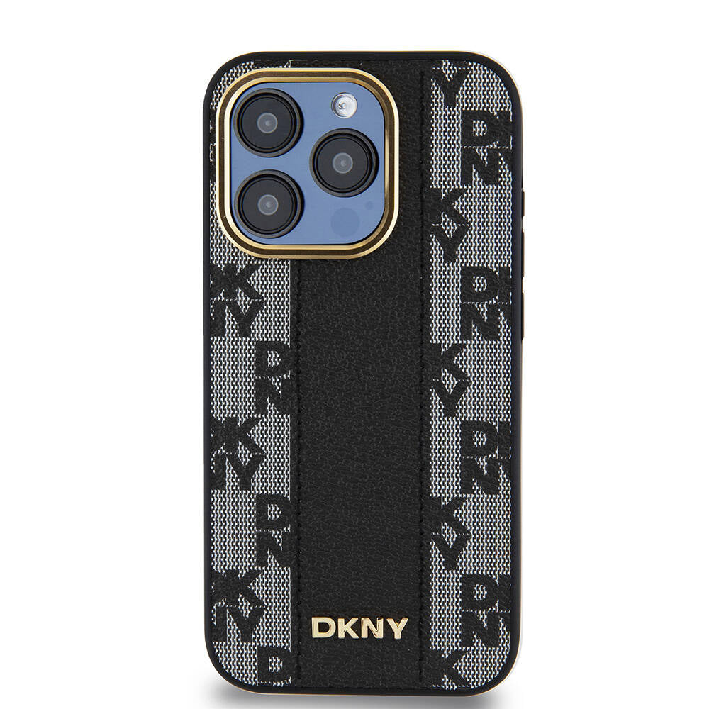 iPhone 15 Pro Kılıf DKNY orijinal Lisanslı M-safe Şarj Özellikli 3D Yazılı Checkered Pattern Kılıf