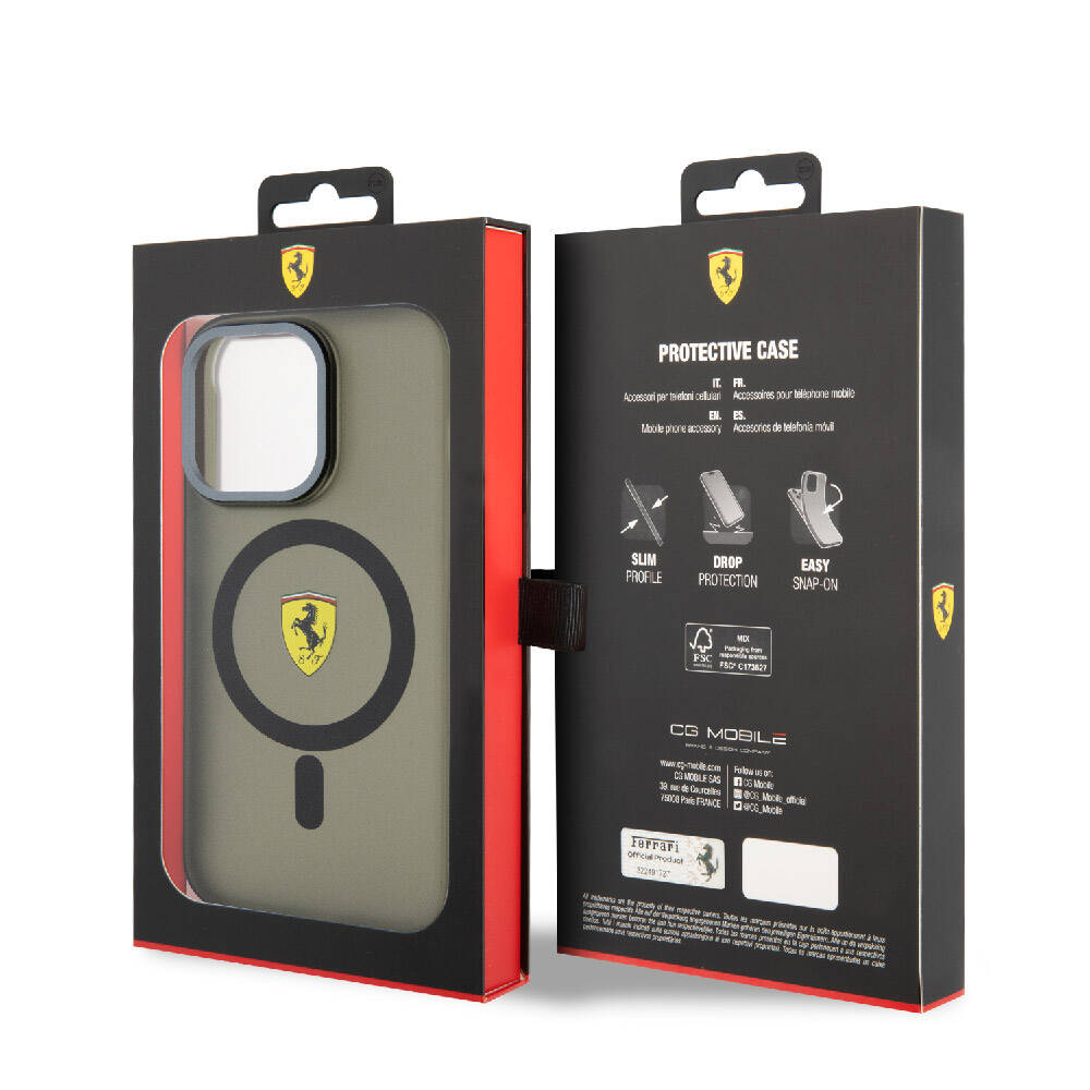 iPhone 15 Pro Kılıf Ferrari Orijinal Lisanslı M-safe Şarj Özellikli Kontrast Bumper Kılıf