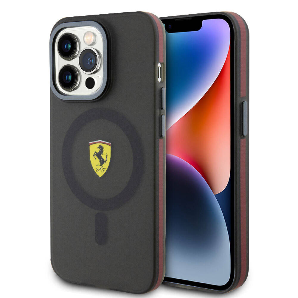 iPhone 15 Pro Kılıf Ferrari Orijinal Lisanslı M-safe Şarj Özellikli Kontrast Bumper Kılıf