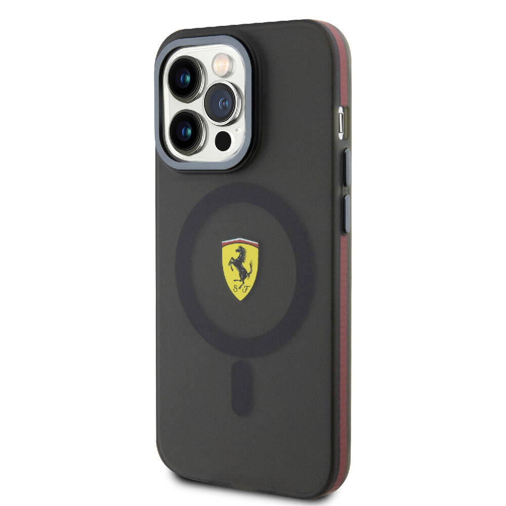iPhone 15 Pro Kılıf Ferrari Orijinal Lisanslı M-safe Şarj Özellikli Kontrast Bumper Kılıf