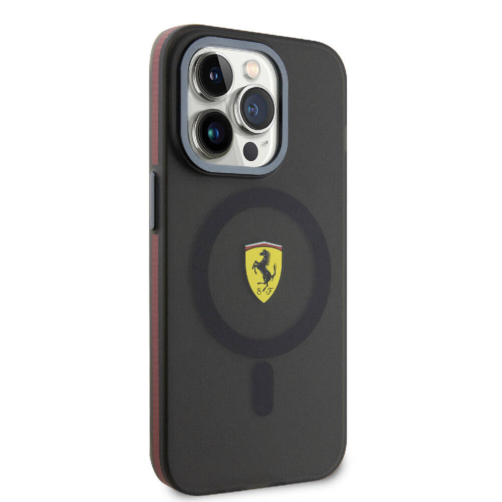 iPhone 15 Pro Kılıf Ferrari Orijinal Lisanslı M-safe Şarj Özellikli Kontrast Bumper Kılıf