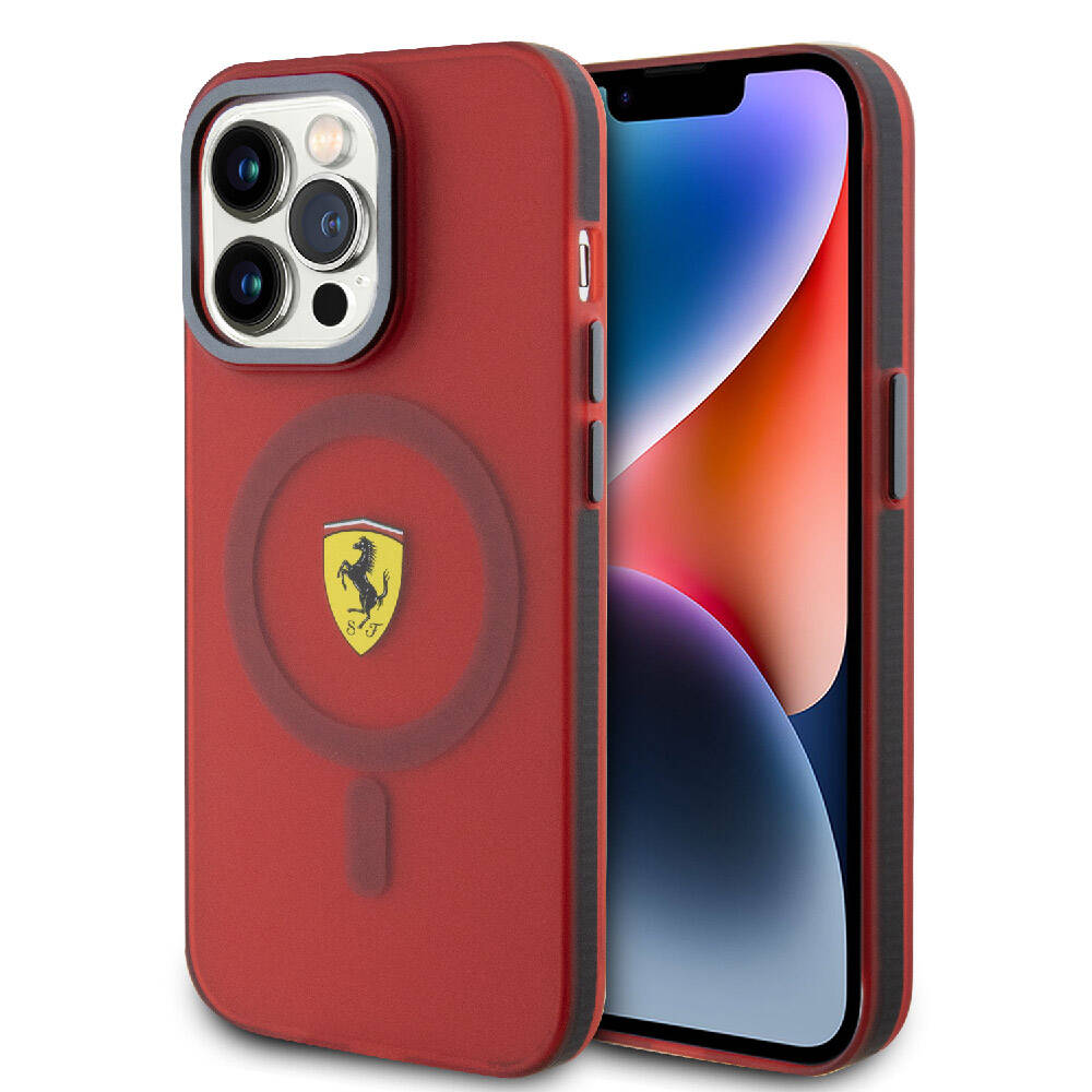 iPhone 15 Pro Kılıf Ferrari Orijinal Lisanslı M-safe Şarj Özellikli Kontrast Bumper Kılıf