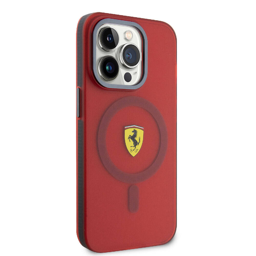 iPhone 15 Pro Kılıf Ferrari Orijinal Lisanslı M-safe Şarj Özellikli Kontrast Bumper Kılıf