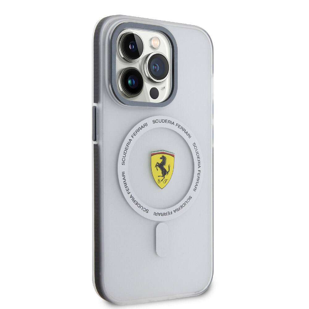 iPhone 15 Pro Kılıf Ferrari Orijinal Lisanslı M-safe Şarj Özellikli Kontrast Bumper SF Ring Kılıf